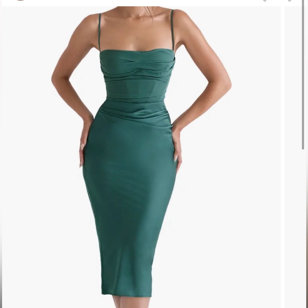 Teia Forest Draped Corset Midi Dress